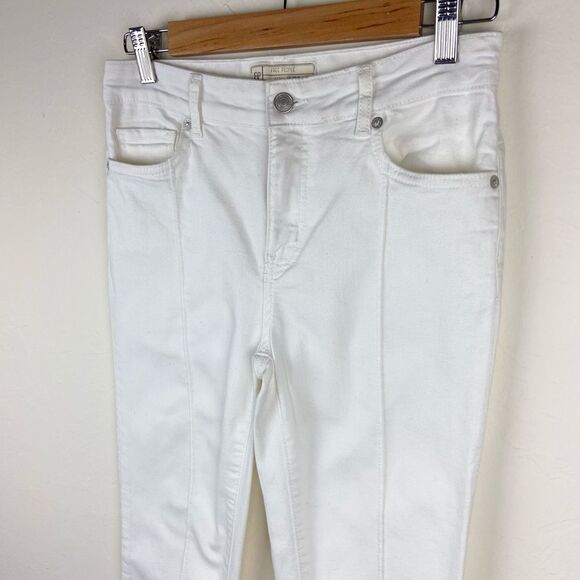 Free People Pintuck Mid-Rise Raw Hem Skinny Jeans - White - Picture 3 of 8